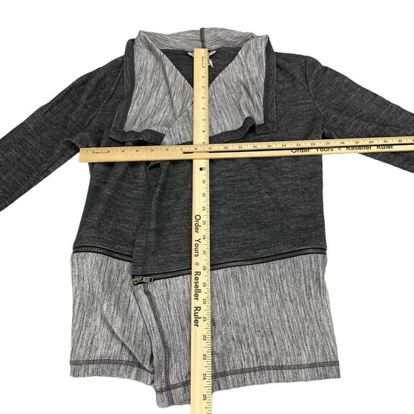 Peyton Jensen Cardigan Top Womens Medium Gray Black Long Sleeve Open Front USA - Picture 3 of 15